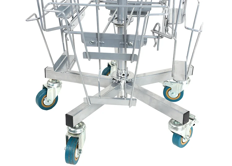 Spinner Greeting Card Stand With Wheels / Retail Rotate Metal Wire Pockets Postcard Display Rack / Business card display rack