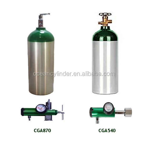  ISO7866 0.3L-30L Alloy6061 алюминиевый Портативный Медицинский кислородный газовый баллон для