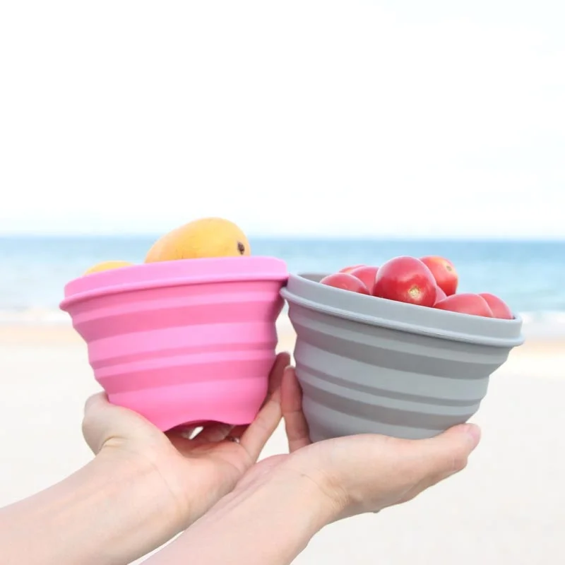 Custom color BPA free silicone portable travel outdoor foldable bowl
