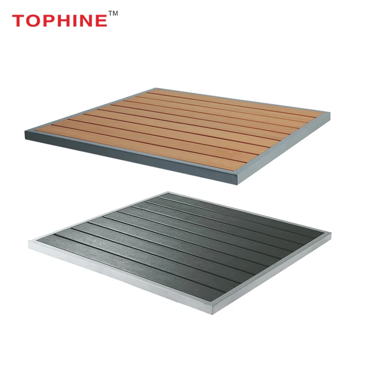 
Commercial Contract TOPHINE Furniture Square / Round Aluminum Frame Plastic Wood Table Top 