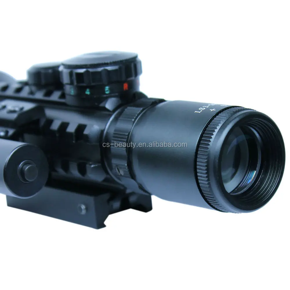 3-10x40 Tactical Rifle Scope Red Laser Dual illuminated Mil-dot w/ Rail Mounts Combo Airsoft Weapon Sight Hunting
