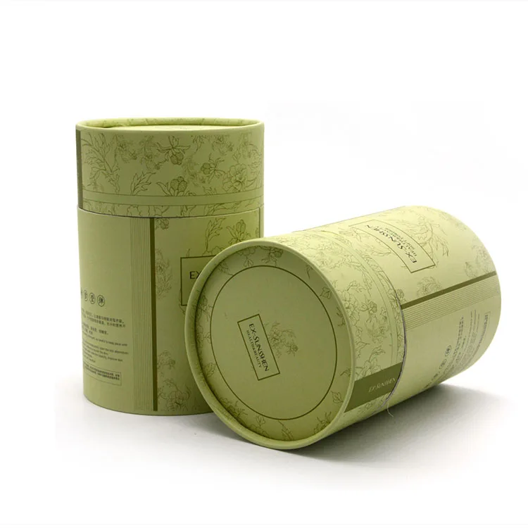 Custom Printing round tea box paper box cylinder green flower tea paper tube wholesale packaging box for tea paper tube