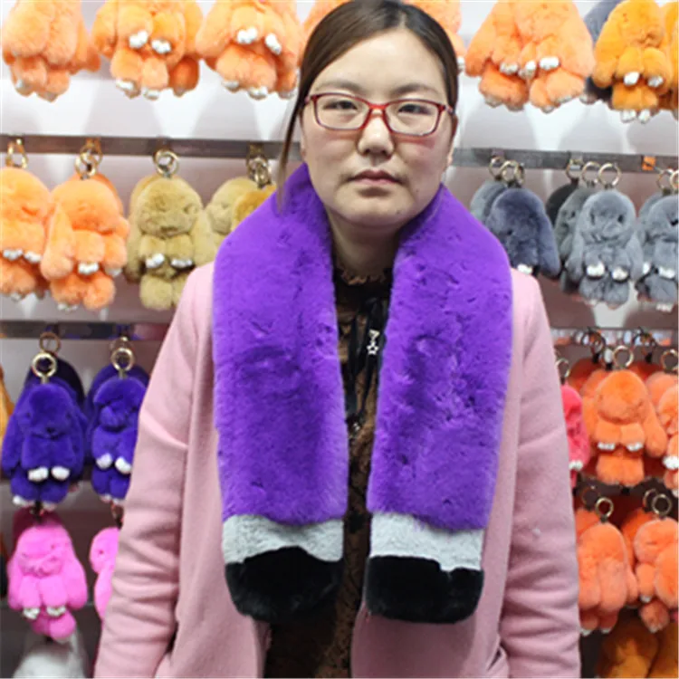 
Women Custom Colourful Faux Rabbit Fur collar Fake Fur Scarf 