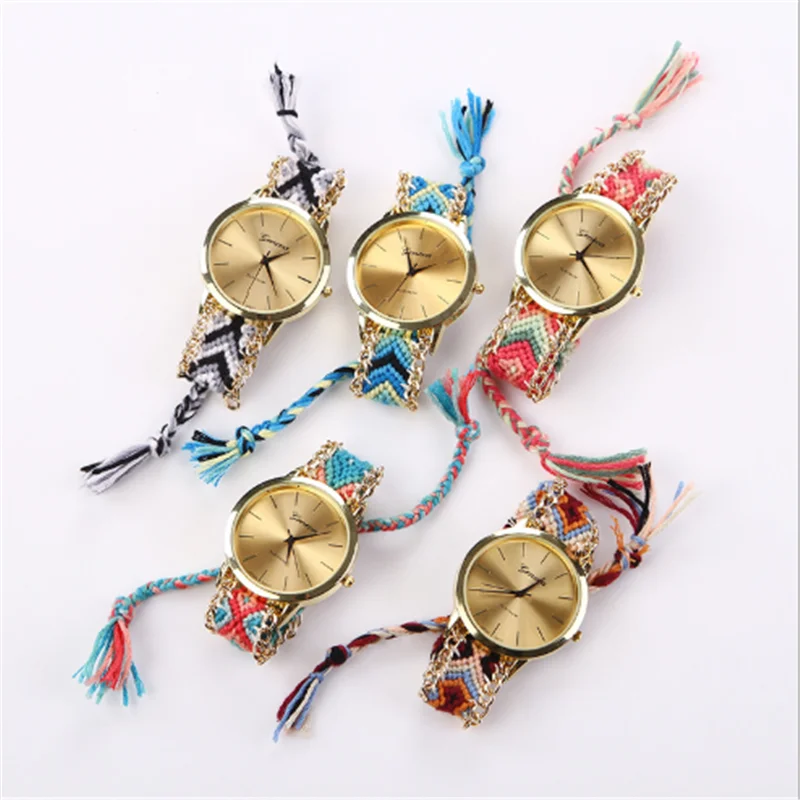 
National wind woven quartz watch Hot ladies bracelet watch Korean version of exquisite handmade lady watch 