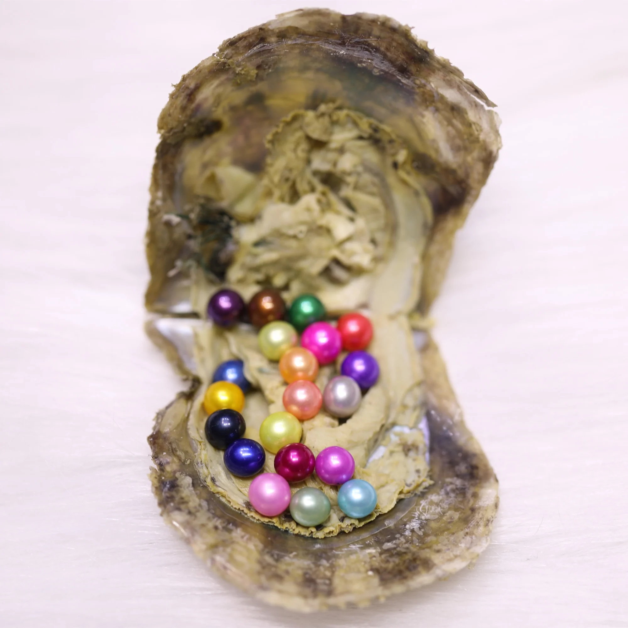 34 colors 20 pearls in 1 Akoya pearl oyster,7-8mm 3A grade round pearl,Freshwater Natural Pearl in akoya oysters Vacuum packing