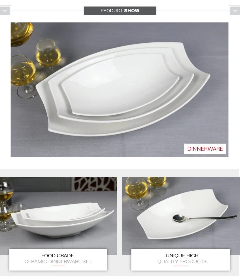 China factory direct selling boat shape fruit salad ceramic bowls soup ceramic bowl set