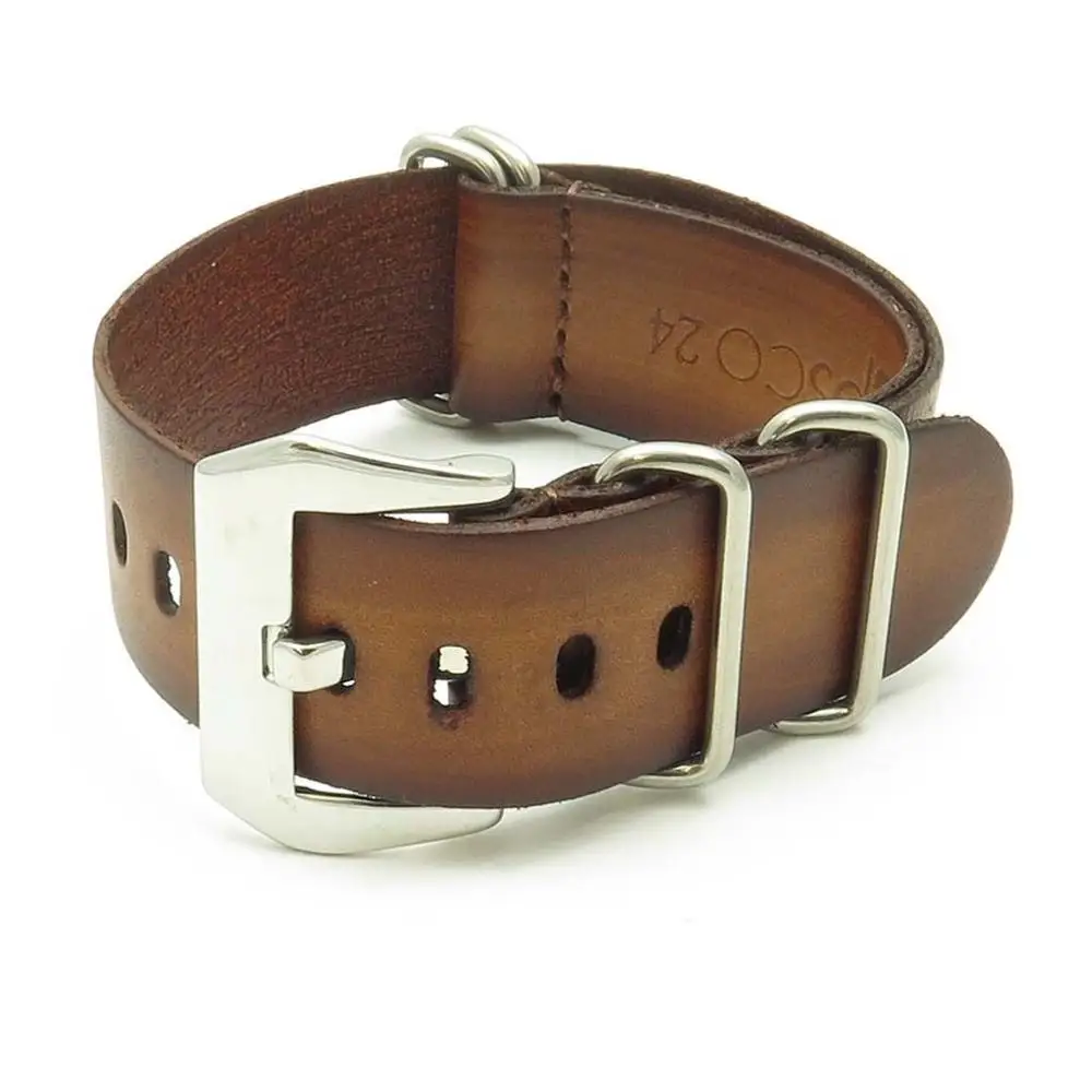 
NEW Product Military Band Nato 22mm 24mm Replaceable Crazy Horse Leather Dropshipping Zulu Watch Strap 