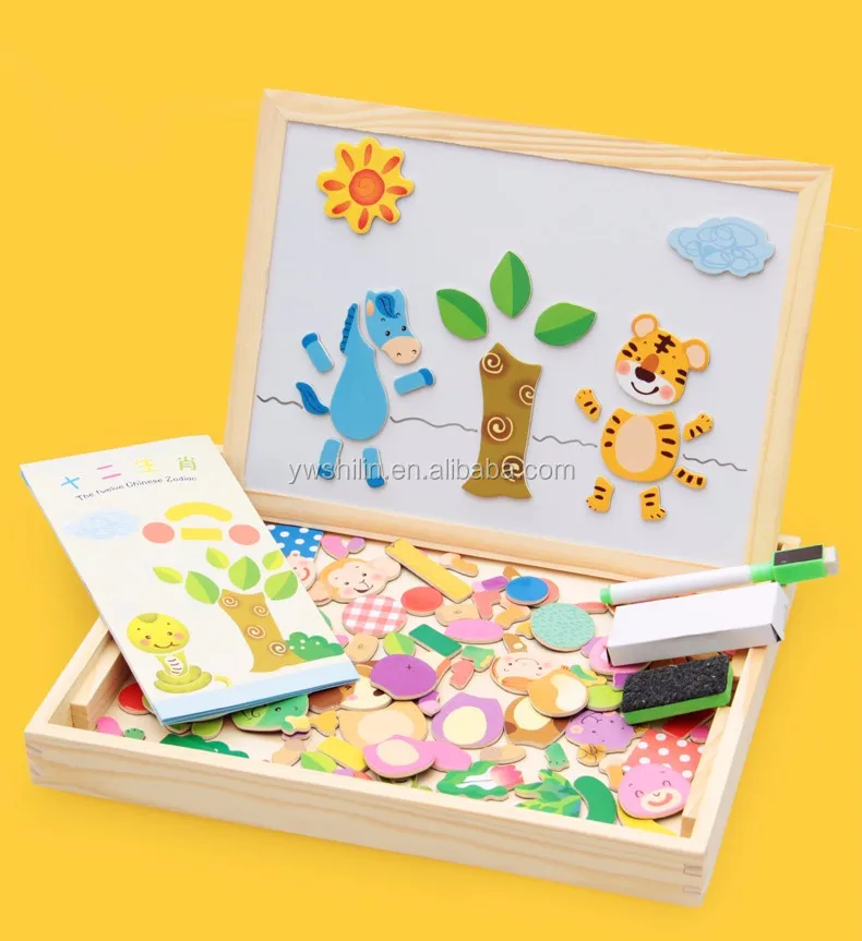 Wooden Magnetic Puzzle Games with Double Sided Magnetic Boards