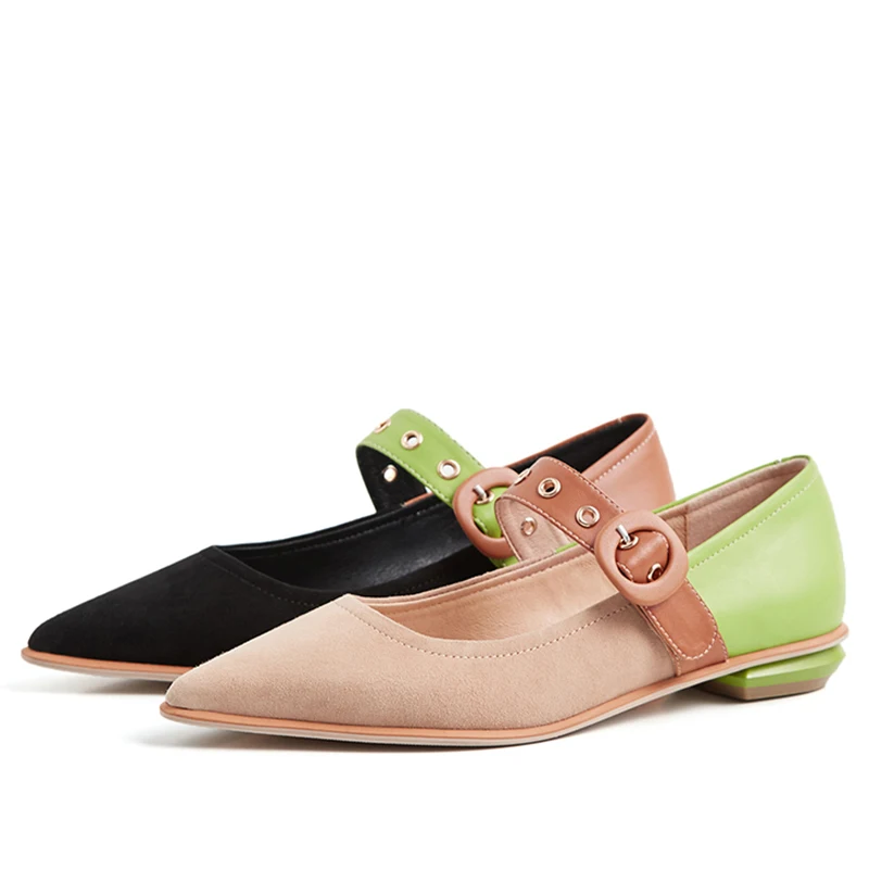 WETKISS New Arrival High Quality Leather Flat Shoes Suede Upper Women Flat Shoes Lady Footwear Flat Mary Jane Shoes Wholesale
