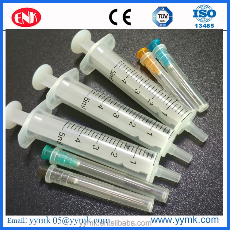 Одноразовый шприц с иглой, без резиновой пробки, 2 куб. См, 3 куб. См, 5 куб. См, 10 куб. См, 20 куб. См