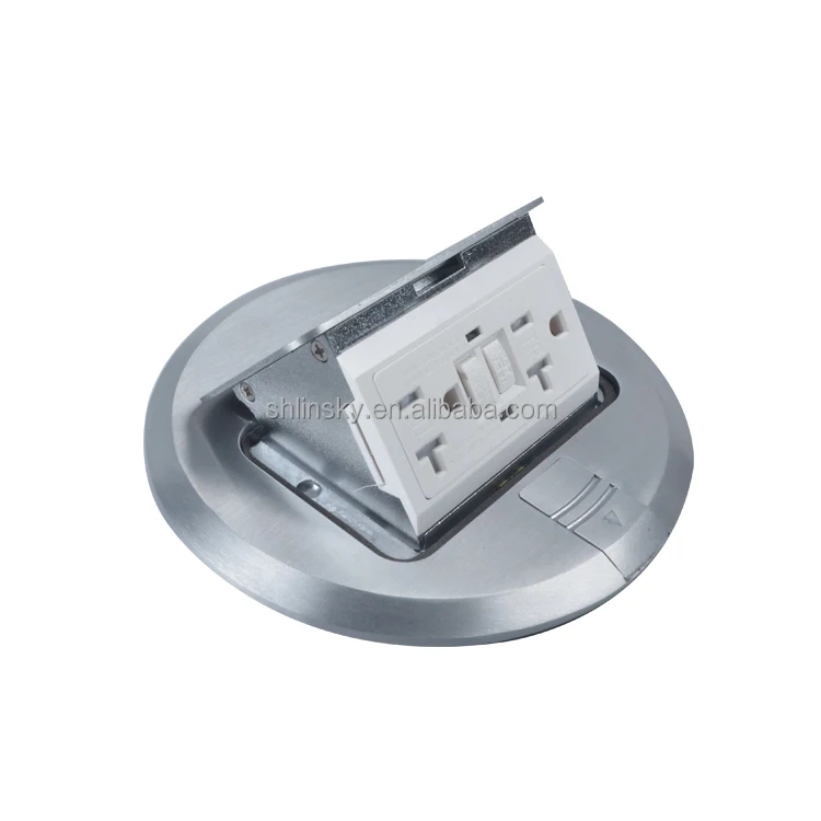 
UL Listed American Socket Electrical Pop up Socket Outlet USA Receptacles Electrical Floor Box in Nickel-plated Brass 