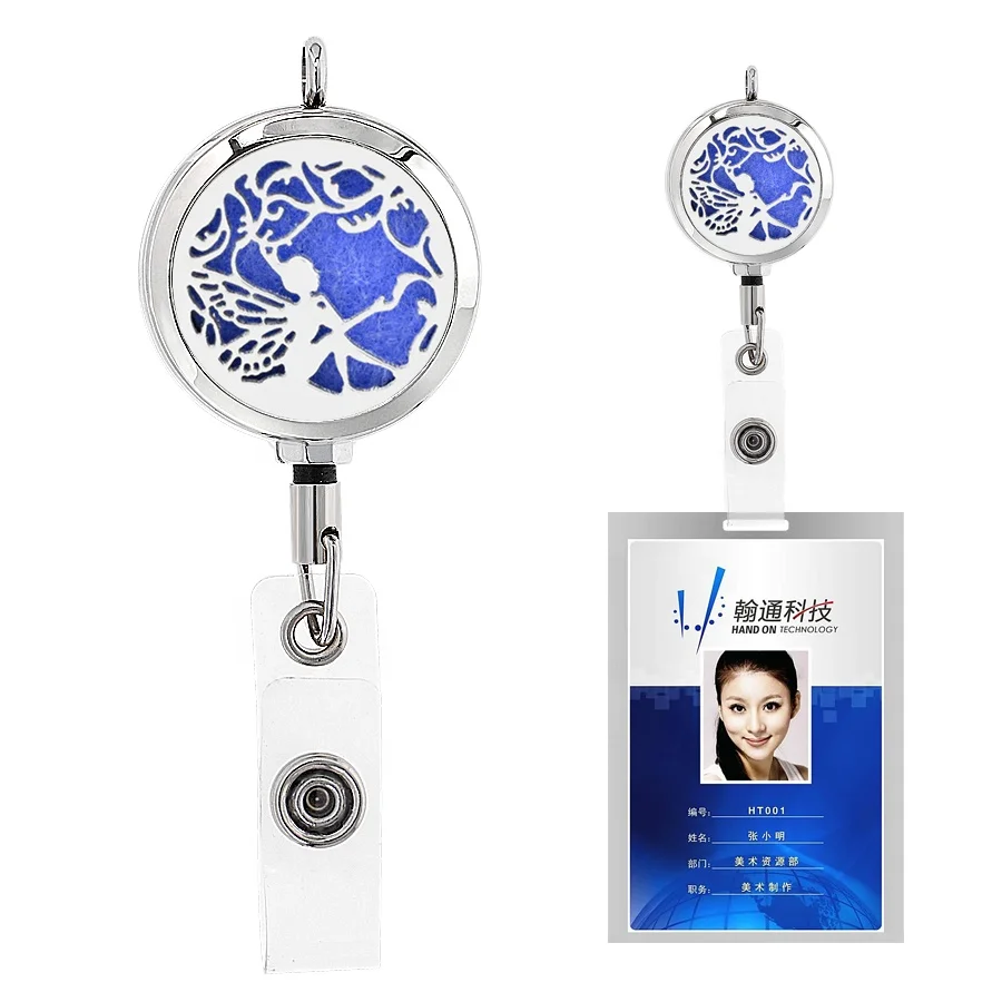 30mm Diffuser Locket Pendant Retractable Badge Reel Nurse ID Name Card Badge Holder Clip Student Nurse Badge Holder Gift