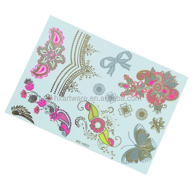 Beauty sticker temporary gold and silver metallic hair tattoo sticker custom tattoo