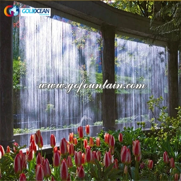 Outdoor Swimming Pool Square Waterfall Rocks and Natural Plants