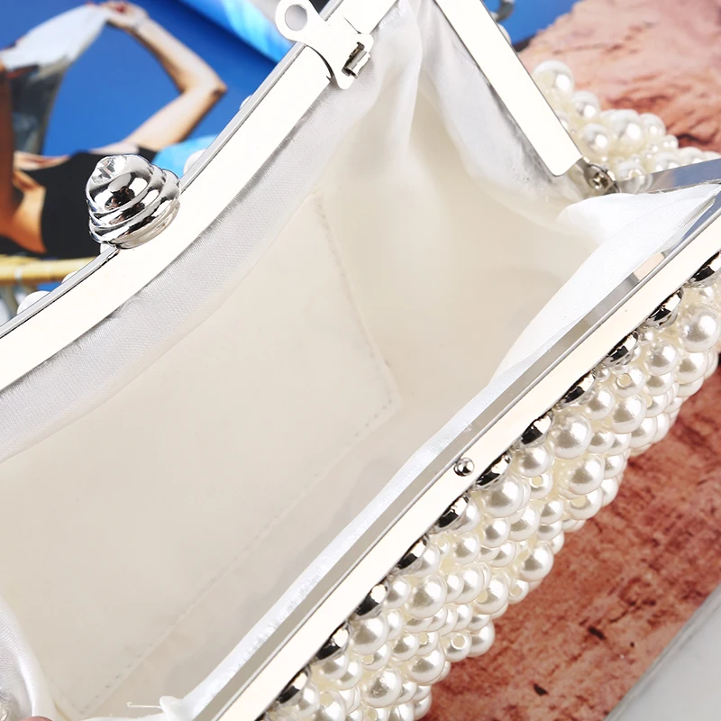 Factory direct wholesale brand new two-sided pearl elegant  handmade beaded evening clutches for lady party banquet wedding prom