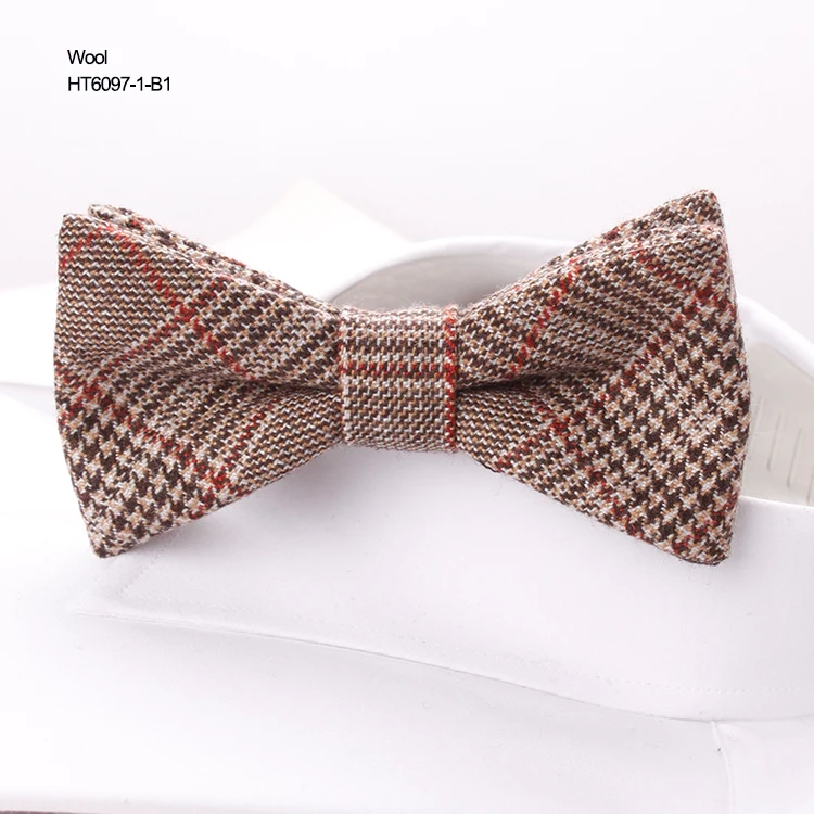 Handsome Stripe Christmas Mens Tuxedo Wool Self Tie Bow Tie