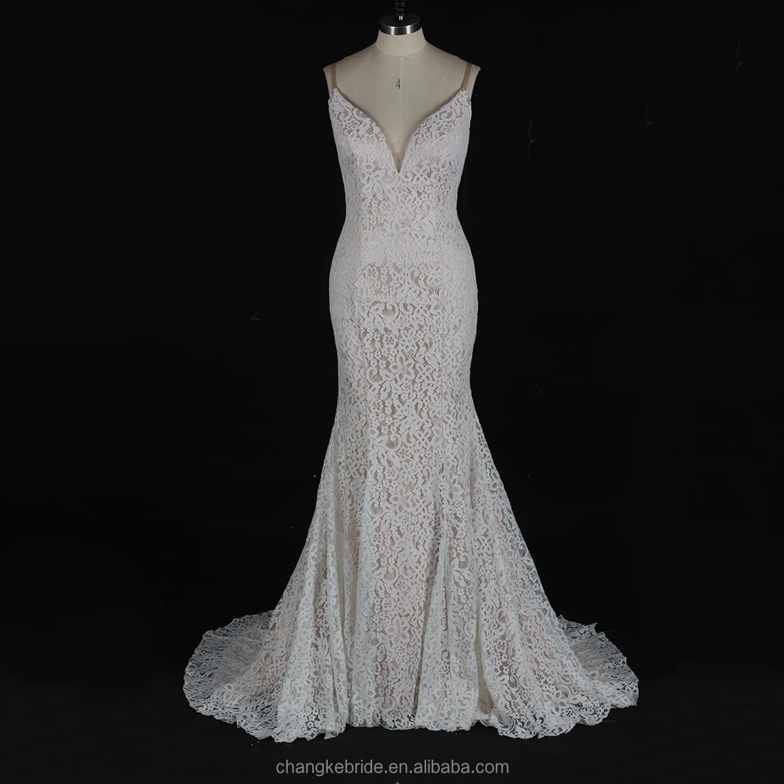 
Mermaid Wedding Dress Real Photo Sleeveless With Lace Appliqued And V-Back Zipper Style Long Dress Plus Size 