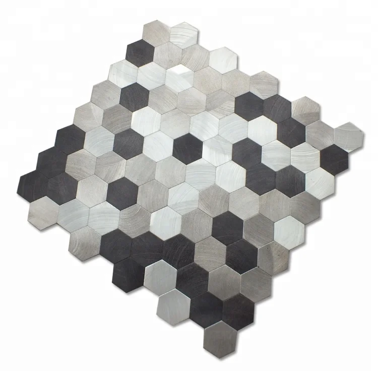 China professional self adhesive indoor hexagon Aluminum metal mosaic for sale