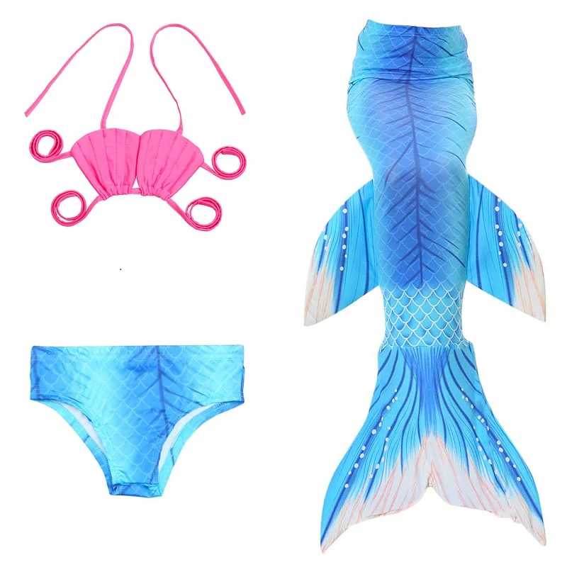 2018 Wholesale Mermaid Tails Swimwear Kid Bikini Cosplay Mermaid Swimsuit Baby Girls Beach Bathing Suit 3 Pieces 2-12Y