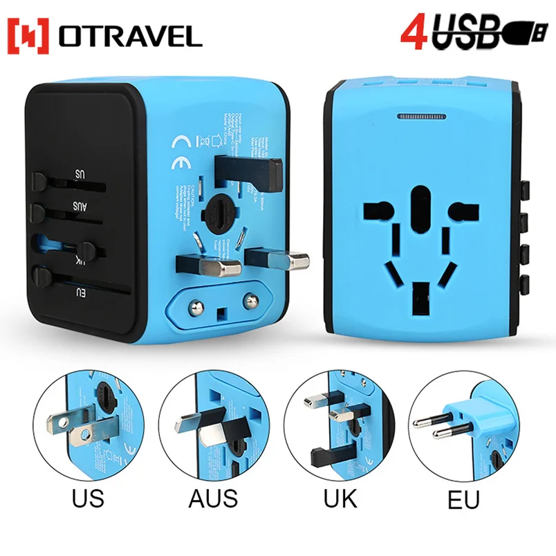 Otravel 2021 new arrival smart 4 usb port travel plug adapter  travel power adapter universal
