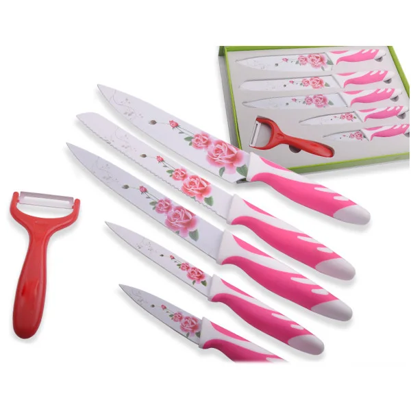 6pcs non-stick Knife set with flowers pattern