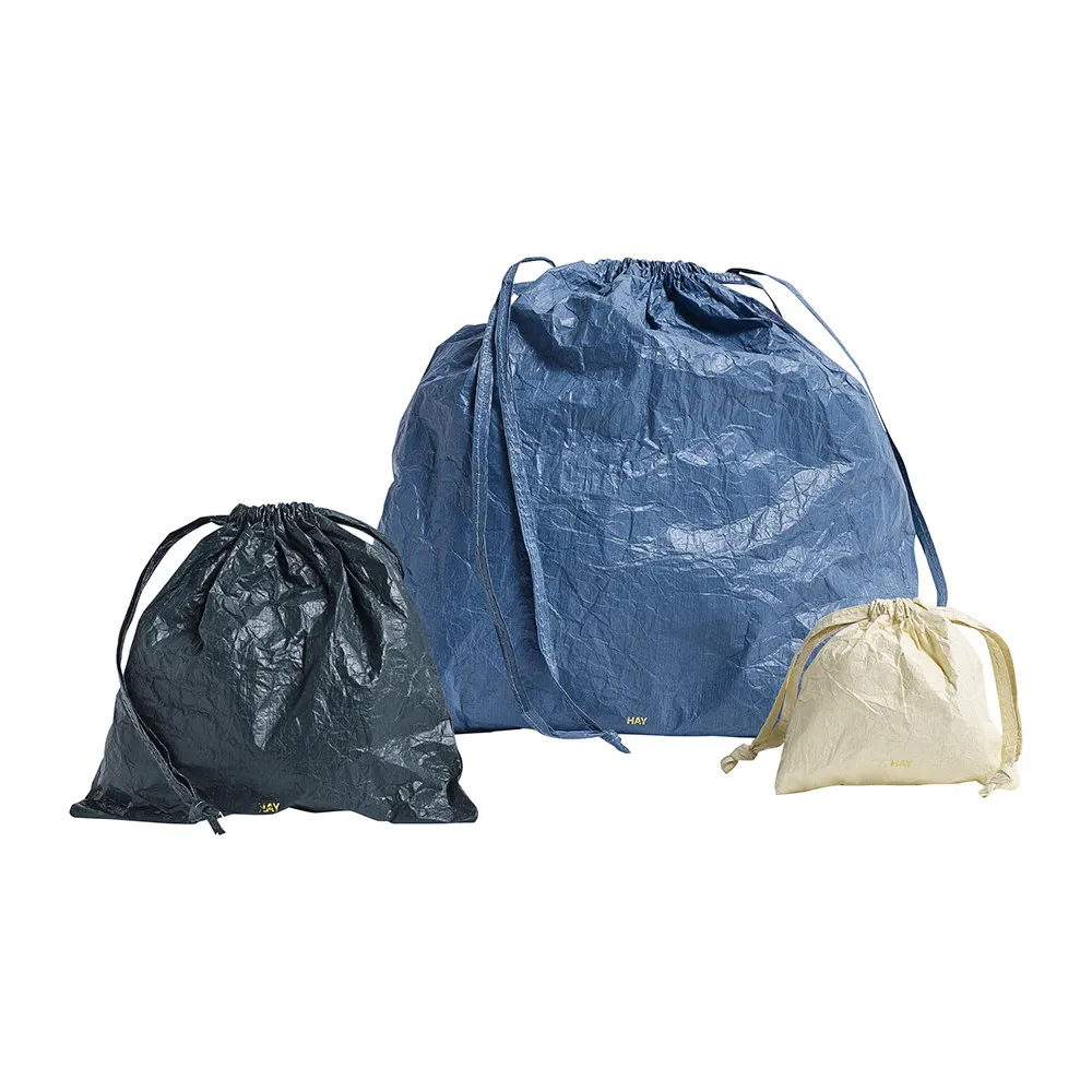 Fabric drawstring bag with logo front zipper pocket