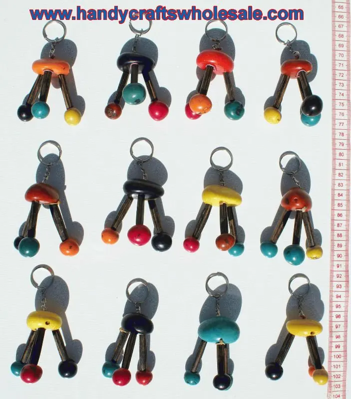 Keychains of Massagers, Tagua Nut Handcarved Keyrings of Different Colors, Handmade Carvings, Ecuador