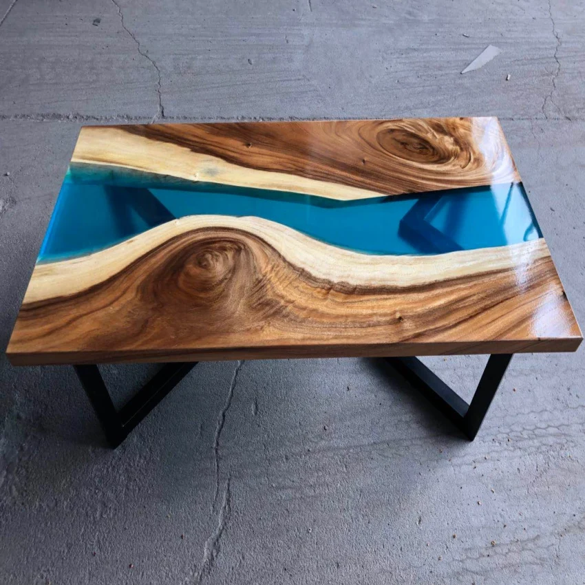 fire resistant epoxy resin pine wood table