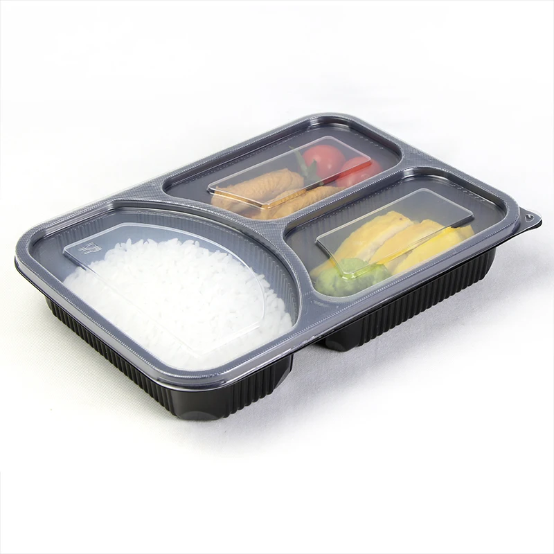 BPA Free Food Grade 3 Compartment Disposable Food Container Bento Lunch Box