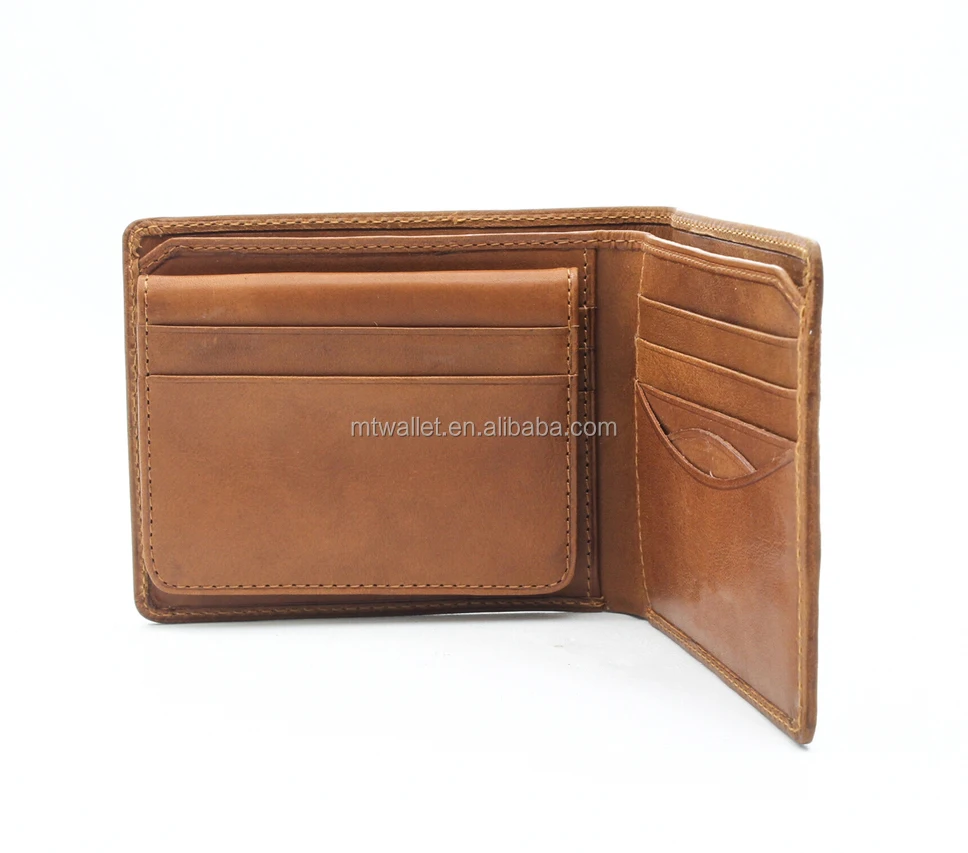 Pocket cow hide imperial leather wallet, rfid blocking handmade wallet baron with double currency divider gusset