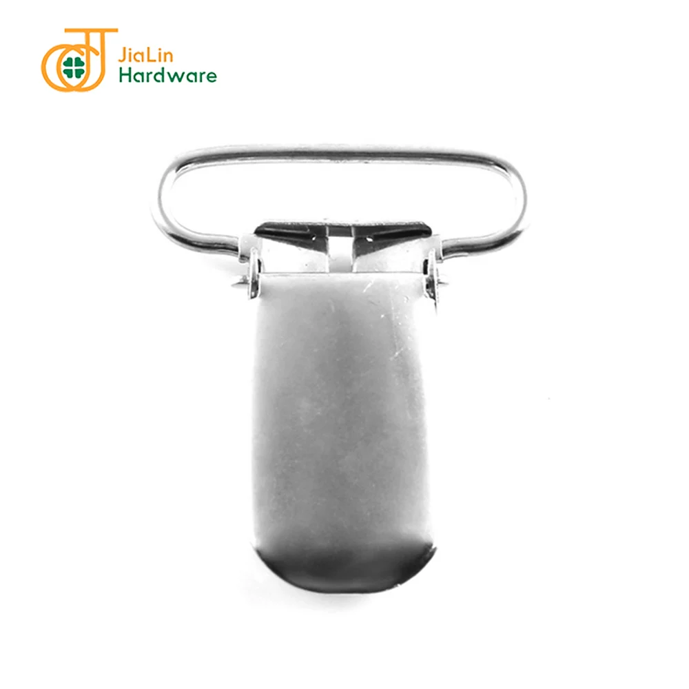 Nickel free Lead free factory wholesale pacifier clips 1 inch 25mm metal suspender clips with custom logo