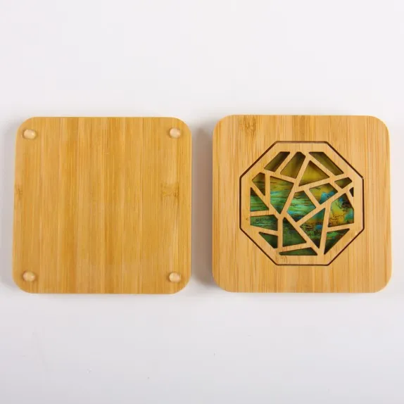 Promotional custom wooden coaster square wood bamboo coasters