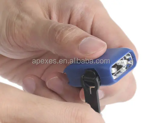 Apexes hand crank solar camping flashlight, 2 led hand crank hand torch, cranking rechargeable dynamo light