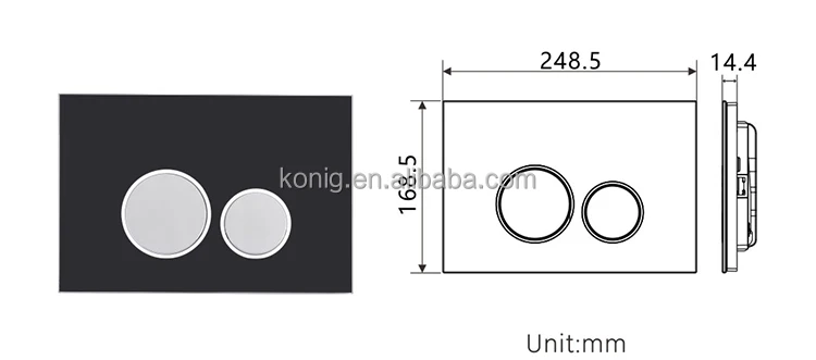 
Bathroom toilet concealed cistern black glass dual flush plate with round chrome buttons-006 black glass plate 