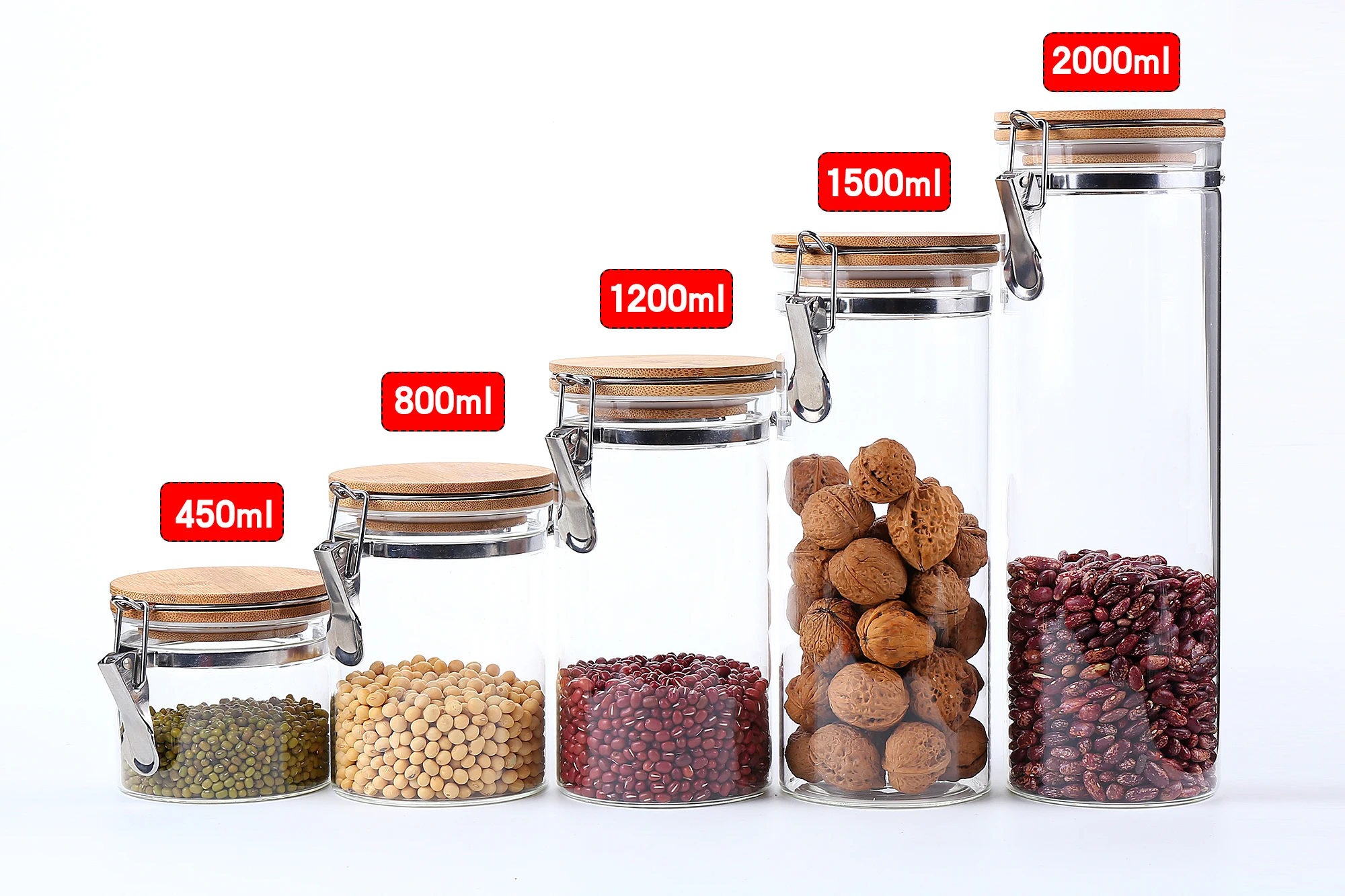 
2019 high quality factory price Bamboo Buckle cover glass jar 