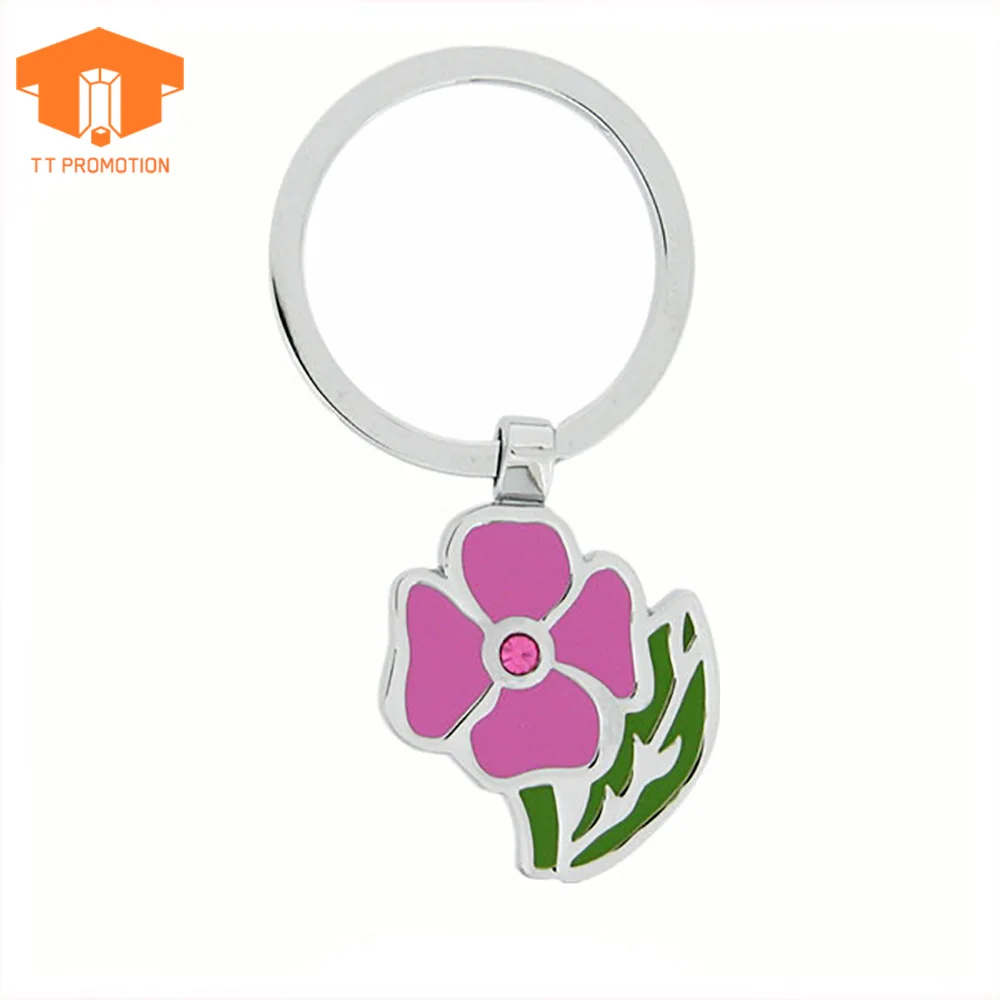 High Quality Key Chain Rose Gold Metal Horse Preserved Flower Motorcycle Helmet Keychain Rings