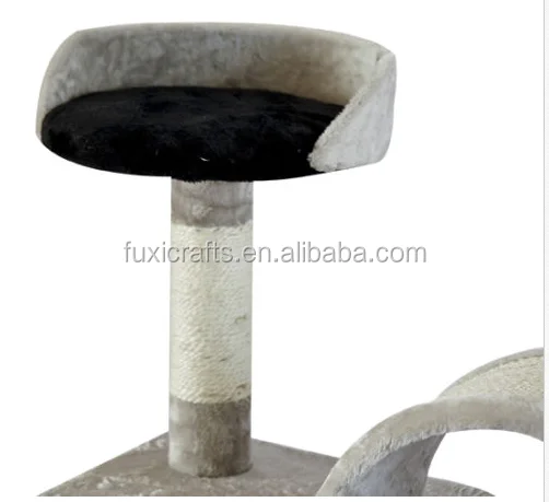 Когтеточка для кошек Pawhut 46 дюймов, дерево для домашних животных, игрушка для двух кошек, серая/черная