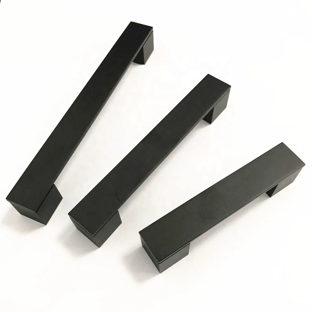D3083 Black Matt Furniture Hardware Cabinet Square Pull 128mm & 160mm Drawer Handle