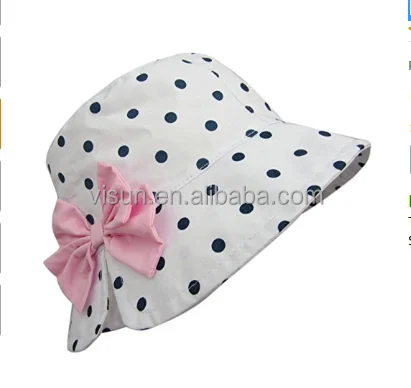 Girls 100% Cotton Polka Dots Bucket Hat
