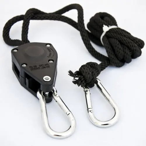 
Adjustable grow light reflector clip hanger rope ratchet 