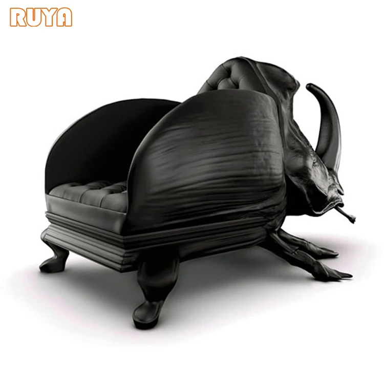 Fibreglass artist chairs designer creative animal furniture leather beatle chair for luxury hotel reception rest