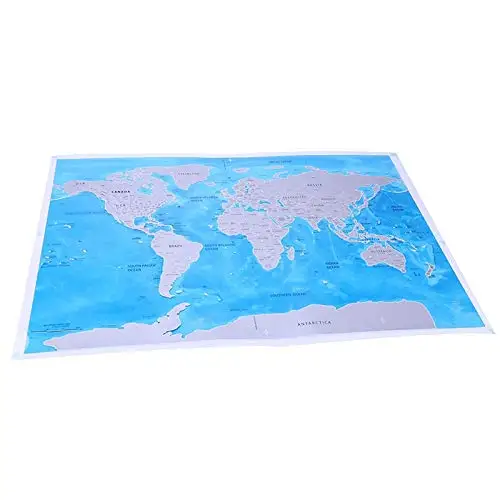 
Amazon hot sale blue ocean scratch off world map poster custom design 