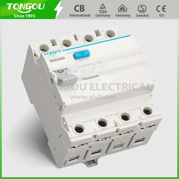 TONGOU TORH2 серии 16A-63A 4P остаточный ток выключателя