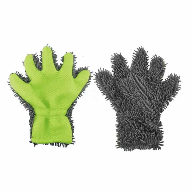New Customized Five Finger 100% Polyester Chenille Car Wash Glove Wash Mitt