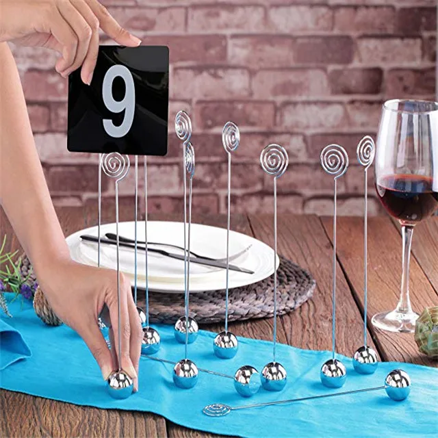 
2019 hot sale Wire Round Chromed Base Place Card Holder Table Card Holder 