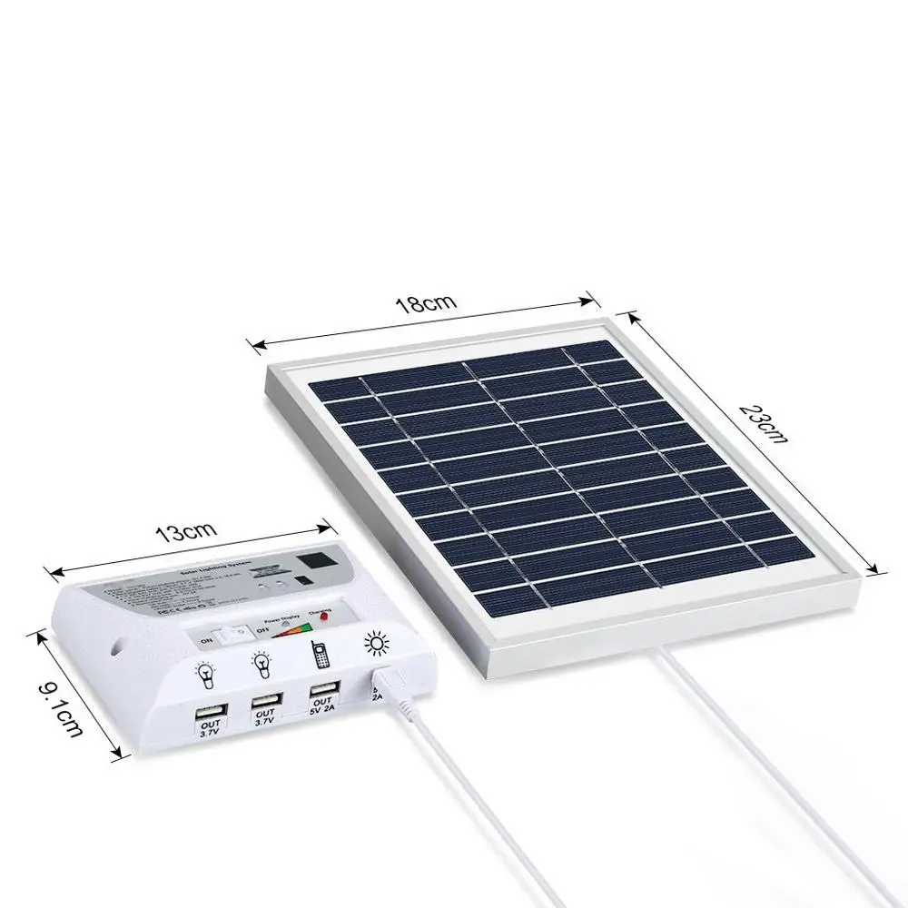 5.5W Solar Panel Outdoor MINI 3.7V Lithium Ion IP65 1w*1pc LED &2w*1pc LED Solar Lighting System for Home