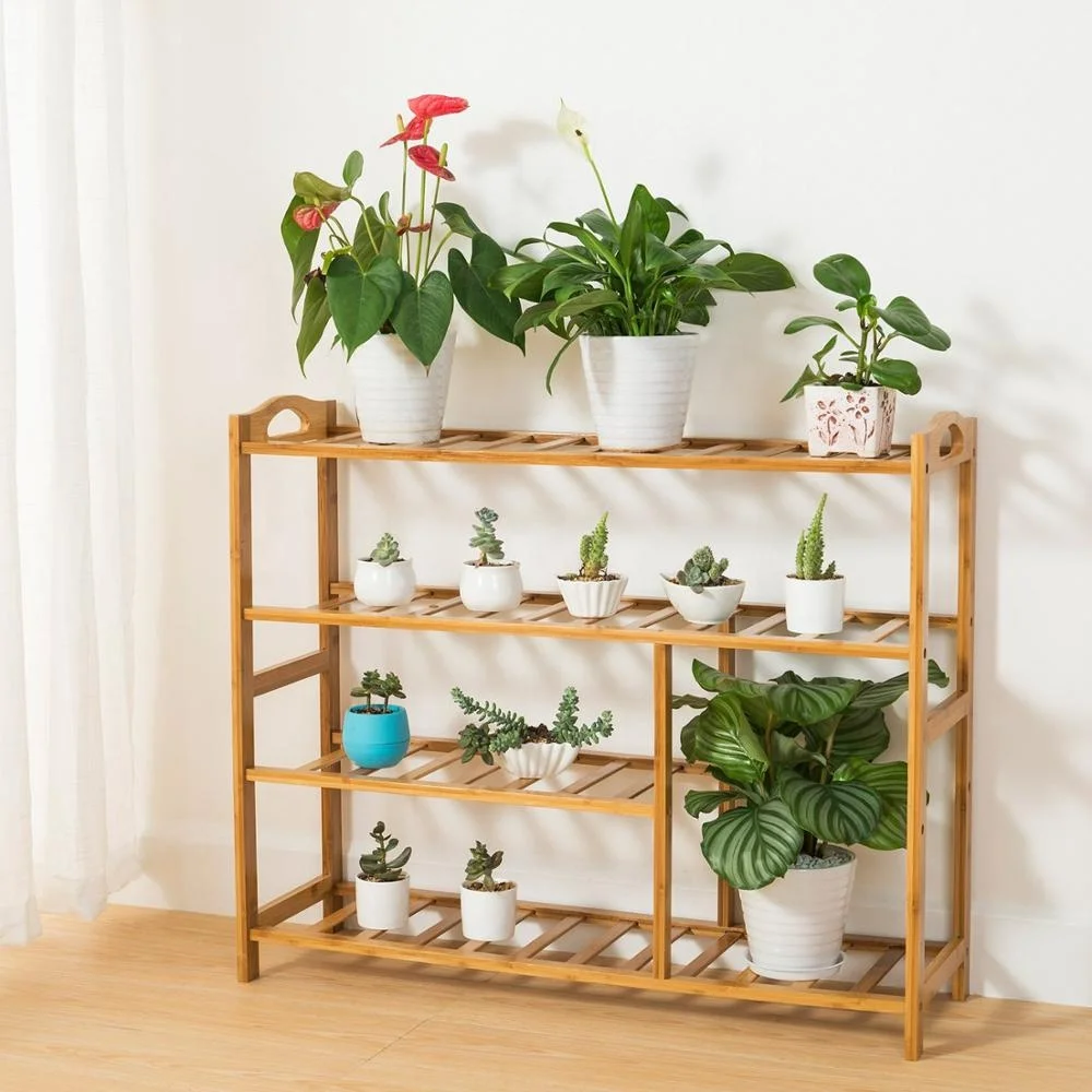 4-Tier Shoe Rack 10-13 Pairs Entryway Shoe Shelf Storage Organizer Sturdy And Durable Easy Installation-bamboo shoe frame