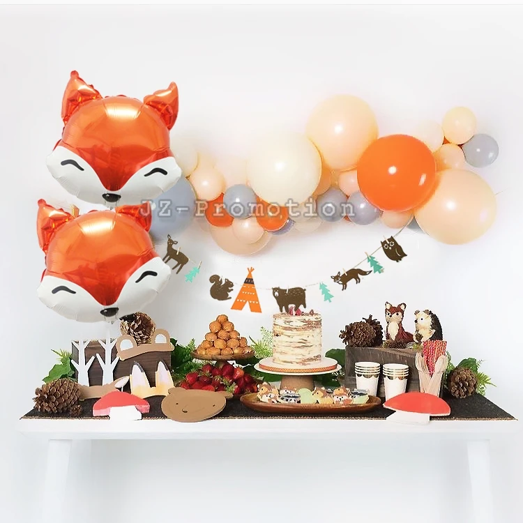 
Animal Theme Squirrel Fox Foil Latex Balloon Banner Set for Baby Shower Kids Wild Birthday Party Decoration Supplies Combo Kit 