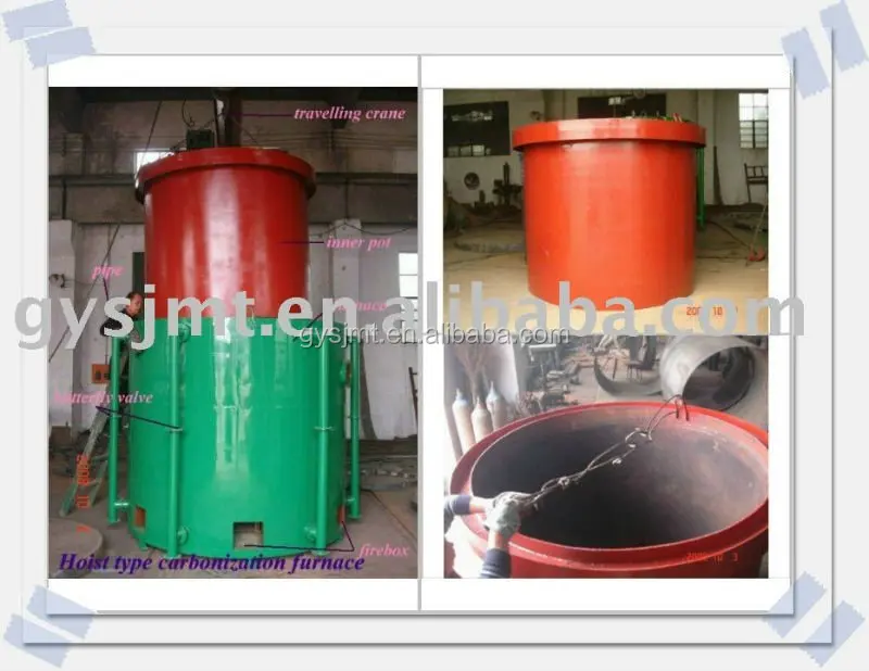 Печь для карбонизации древесного угля на биомассе