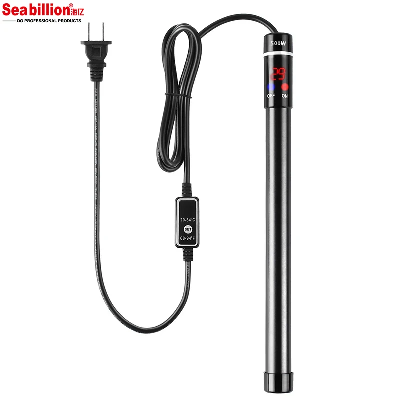Seabillion 2018 New Titanium Submersible Aquarium Heater With Electronic Thermostat 500W
